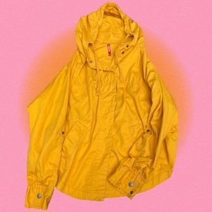unionbay yellow mustard button up rain jacket